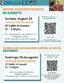 Vaccine clinic flyer with a QR code